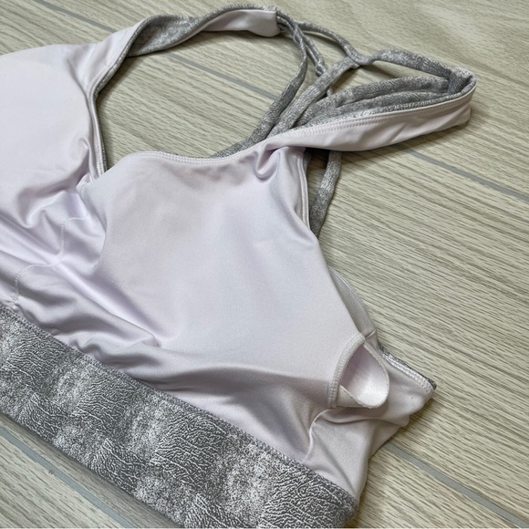 Zyia Active Gray White Strappy Racerback  Sports Bra Removable Pads Size XL - Picture 8 of 9